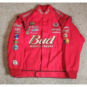 Vintage Nascar Dale Earnhardt Jr. Bud King Of Beers Jacket Men’s Size XL Red